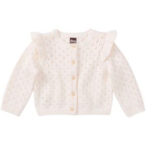 TEA COLLECTION Knit Crochet Flutter Shoulder Button Sweater Cardigan - 12-18M